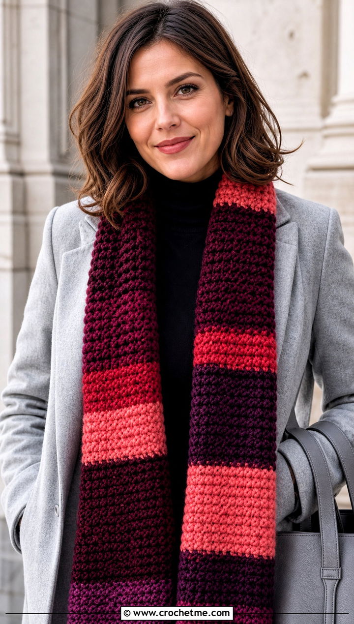 Season Burgundy Doctor Who Crochet Scarf With Wool Coat - 25 Doctor Who Crochet Scarf outfit ideas