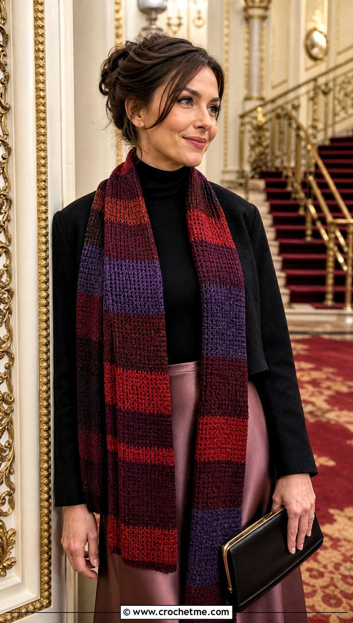 Season Burgundy Tom Baker Scarf With Satin Skirt - 15 crochet tom baker scarf outfit ideas