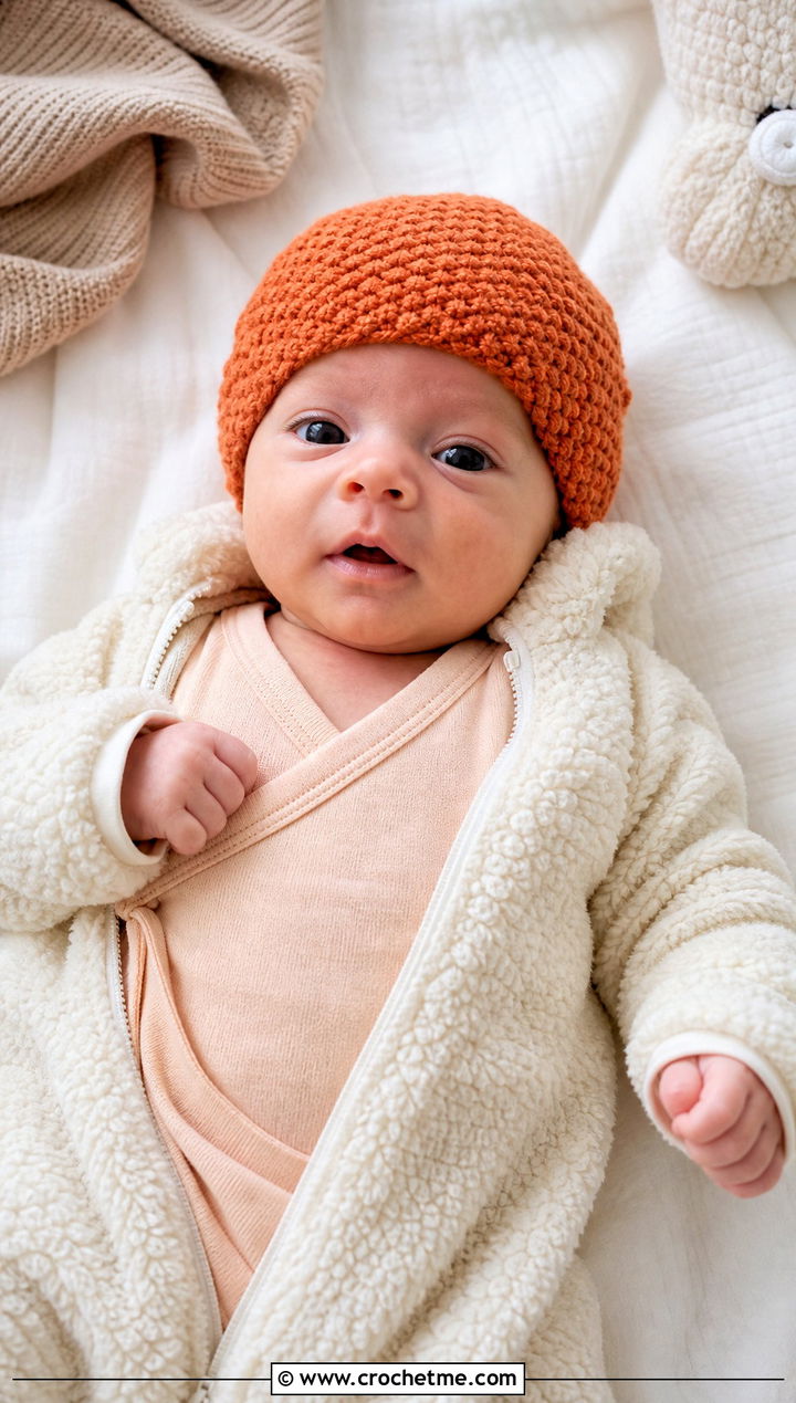 Seed Stitch Crochet Beanie With Sherpa Coverall - 25 premie crochet beanie outfit ideas