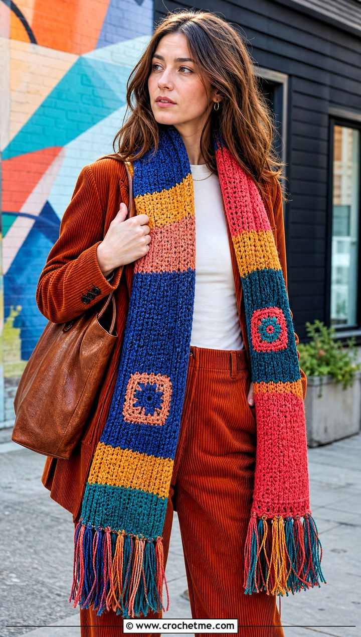 Shada Tom Baker Scarf With Corduroy Suit - 15 crochet tom baker scarf outfit ideas