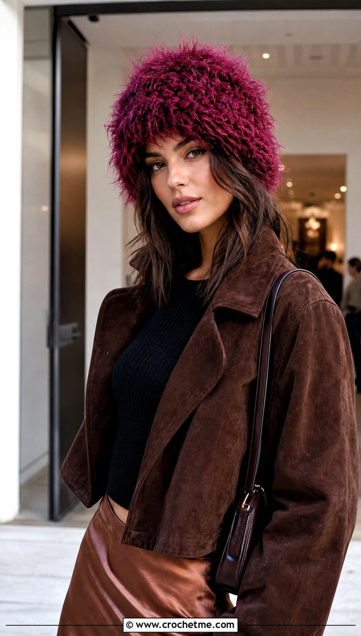 Shaggy Faux Fur Crochet Hat With Slip Skirt - 25 faux fur crochet hat outfit ideas