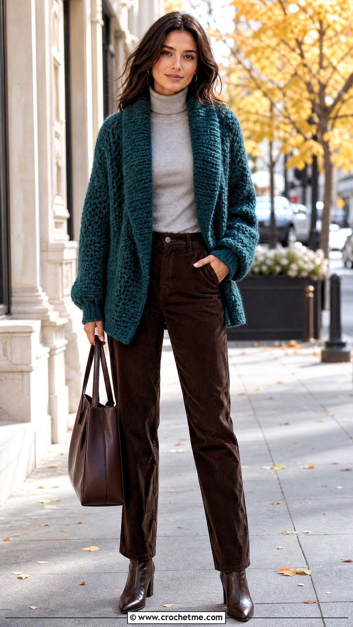 Shawl Collar Crochet Mohair Cardigan With Turtleneck - 35 crochet mohair cardigan outfit ideas