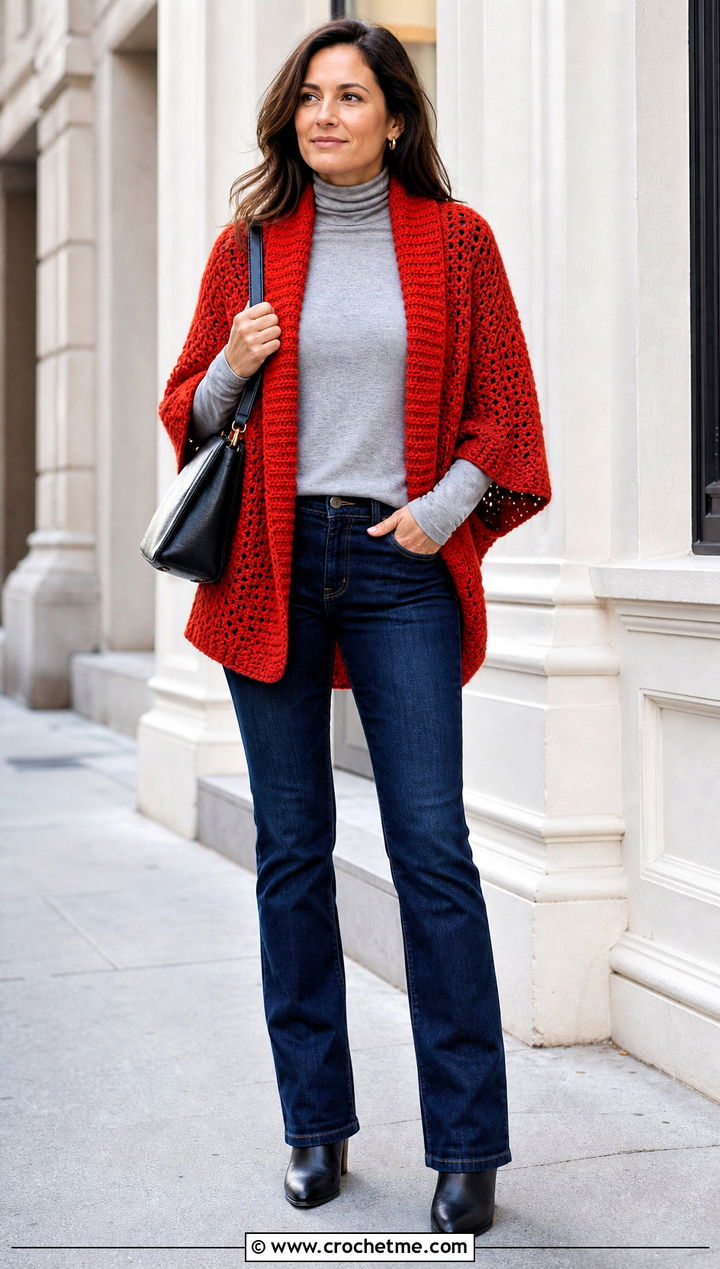 Shawl Collar Crochet Shrug Wrap With Jeans And Boots - 25 crochet shrug wrap outfit ideas