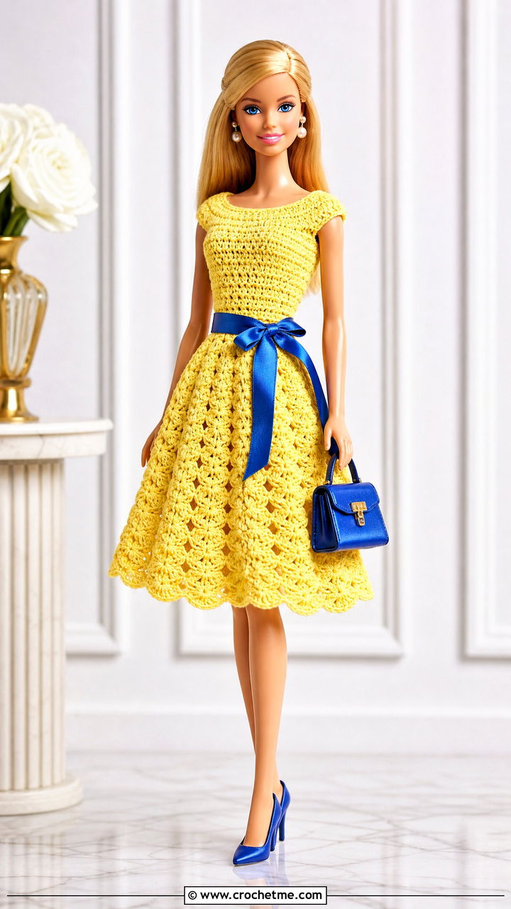 Shell Stitch Crochet Barbie Dress Outfit - 35 crochet barbie doll clothes and outfit ideas