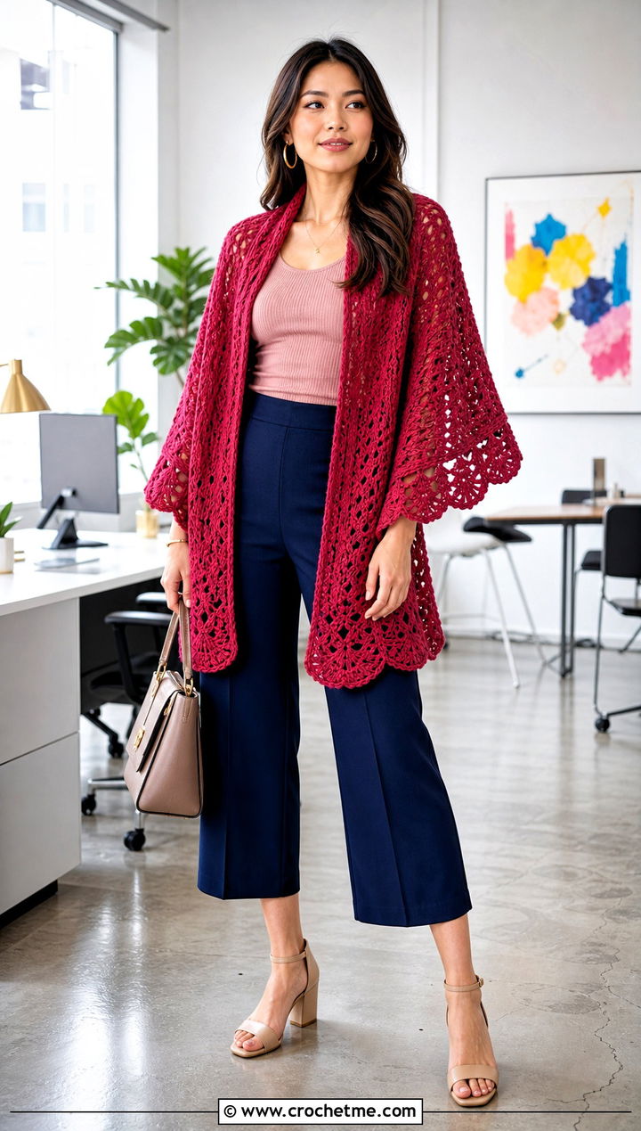 Shell Stitch Crochet Boho Shawl With Culottes - 30 crochet boho shawl outfit ideas