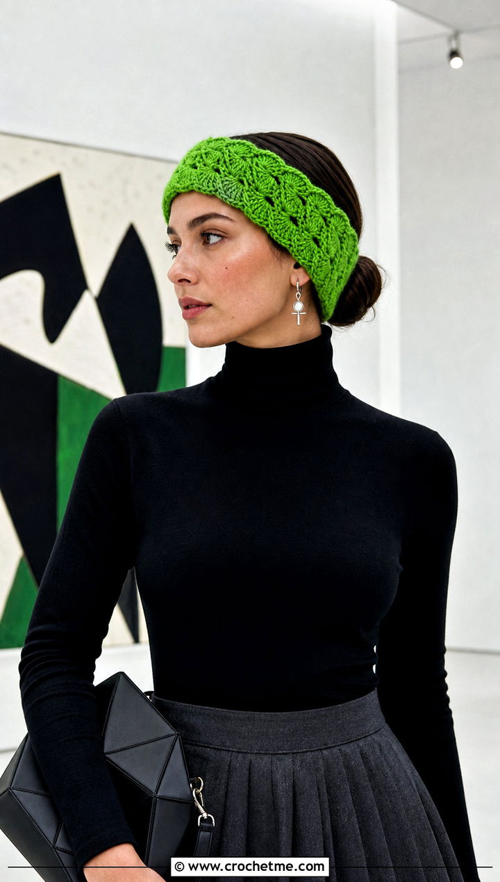 Shell Stitch Crochet Ear Warmer With Pleated Skirt - 15 Quick And Easy Crochet Ear Warmers outfit ideas