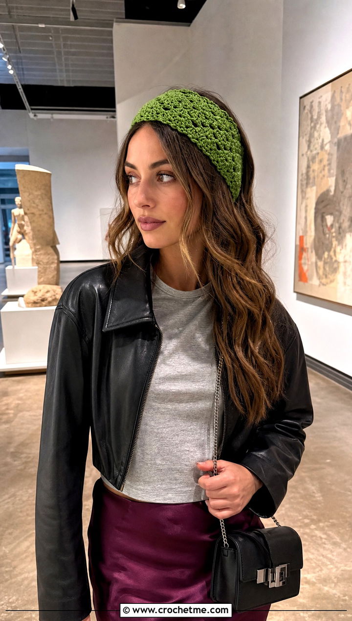 Shell Stitch Crochet Hippie Headband With Satin Skirt - 25 crochet hippie headband outfit ideas