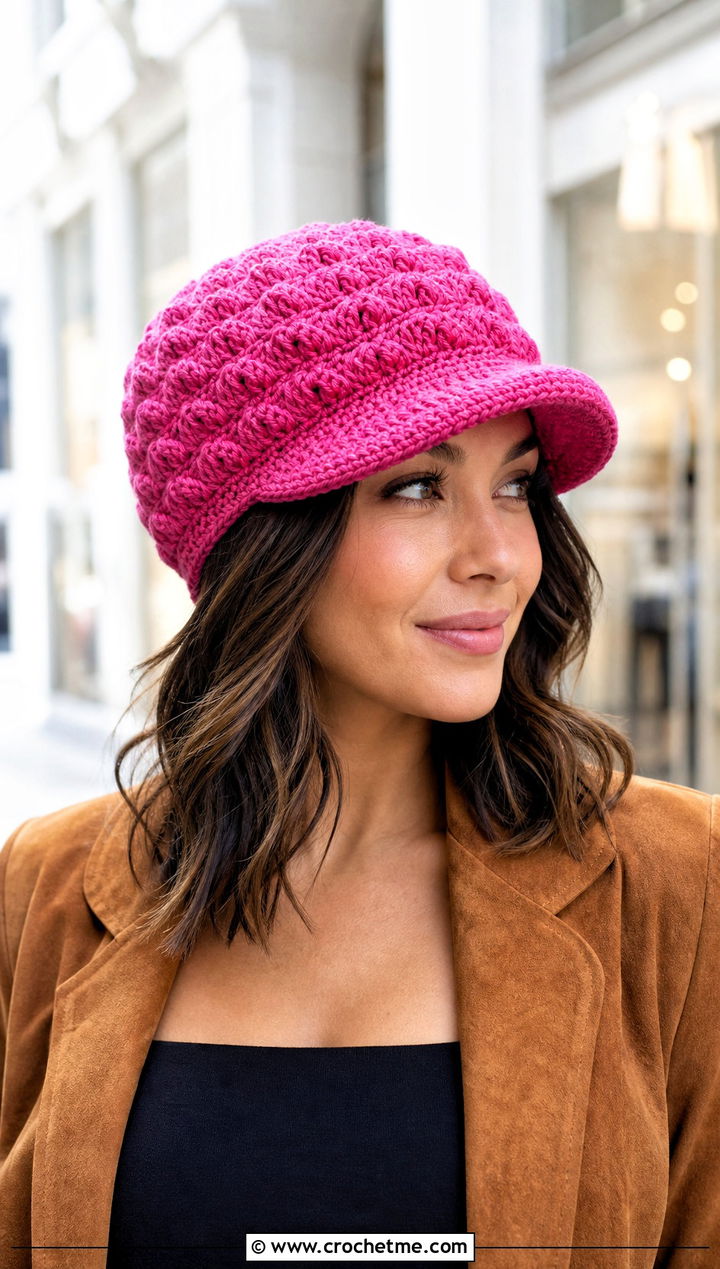 Shell Stitch Crochet Newsboy Hat With Wide Leg Jeans - 25 newsboy crochet hat outfit ideas