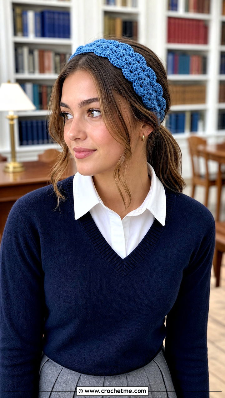 Shell Stitch Headband With Pleated Skirt - 25 Easy Crocheted Headbands Ear Warmers outfit ideas