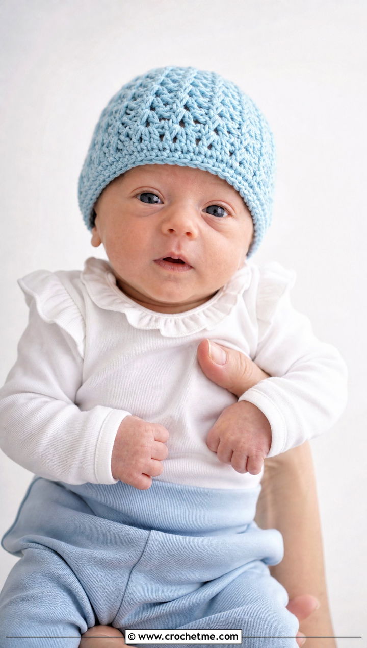 Shell Stitch Preemie Hat With Ruffle Collar Bodysuit - 30 crochet premie hats outfit ideas