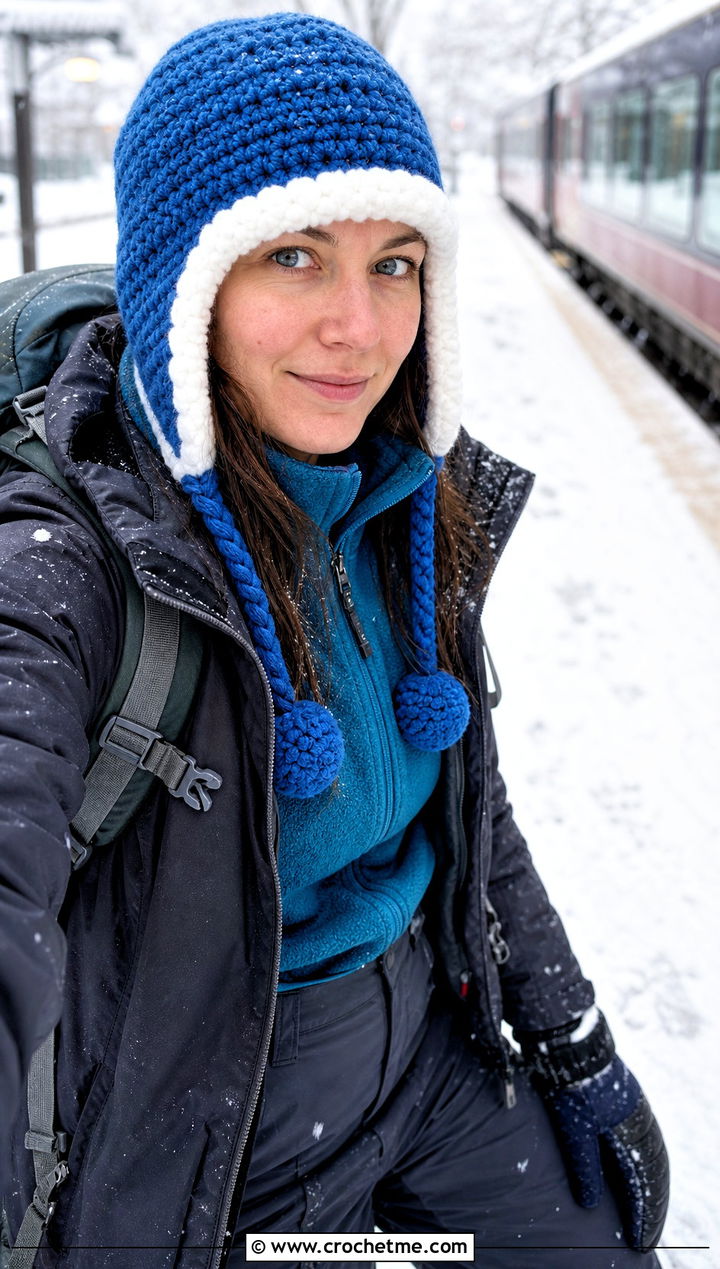Sherpa Lined Crochet Earflap Beanie With Parka - 30 crochet earflap beanie outfit ideas