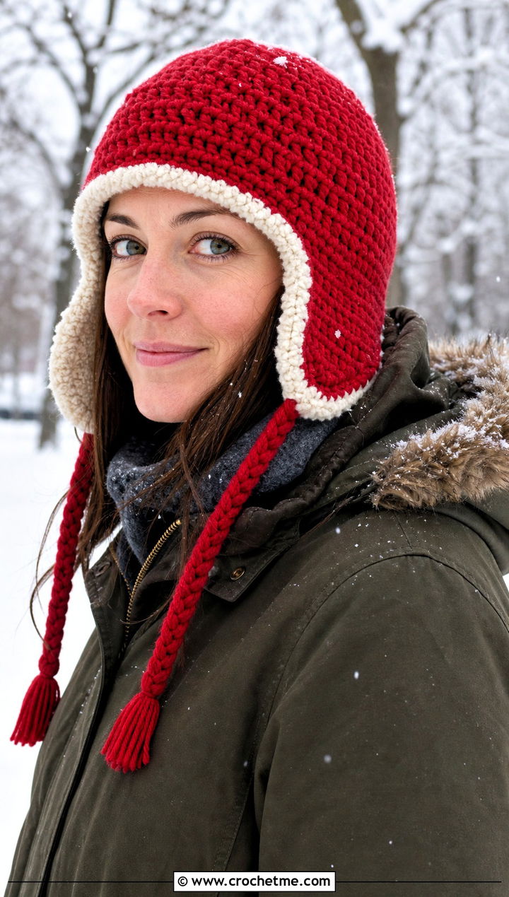 Sherpa Lined Ear Flap Beanie With Parka - 30 crochet ear flap beanie outfit ideas
