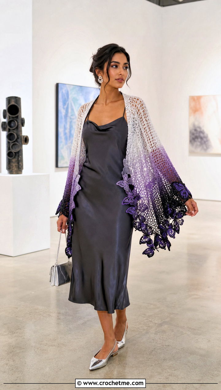 Shinobu Butterfly Mesh Cardigan With Satin Slip Dress - 35 Demon Slayer Crochet Cardigan outfit ideas