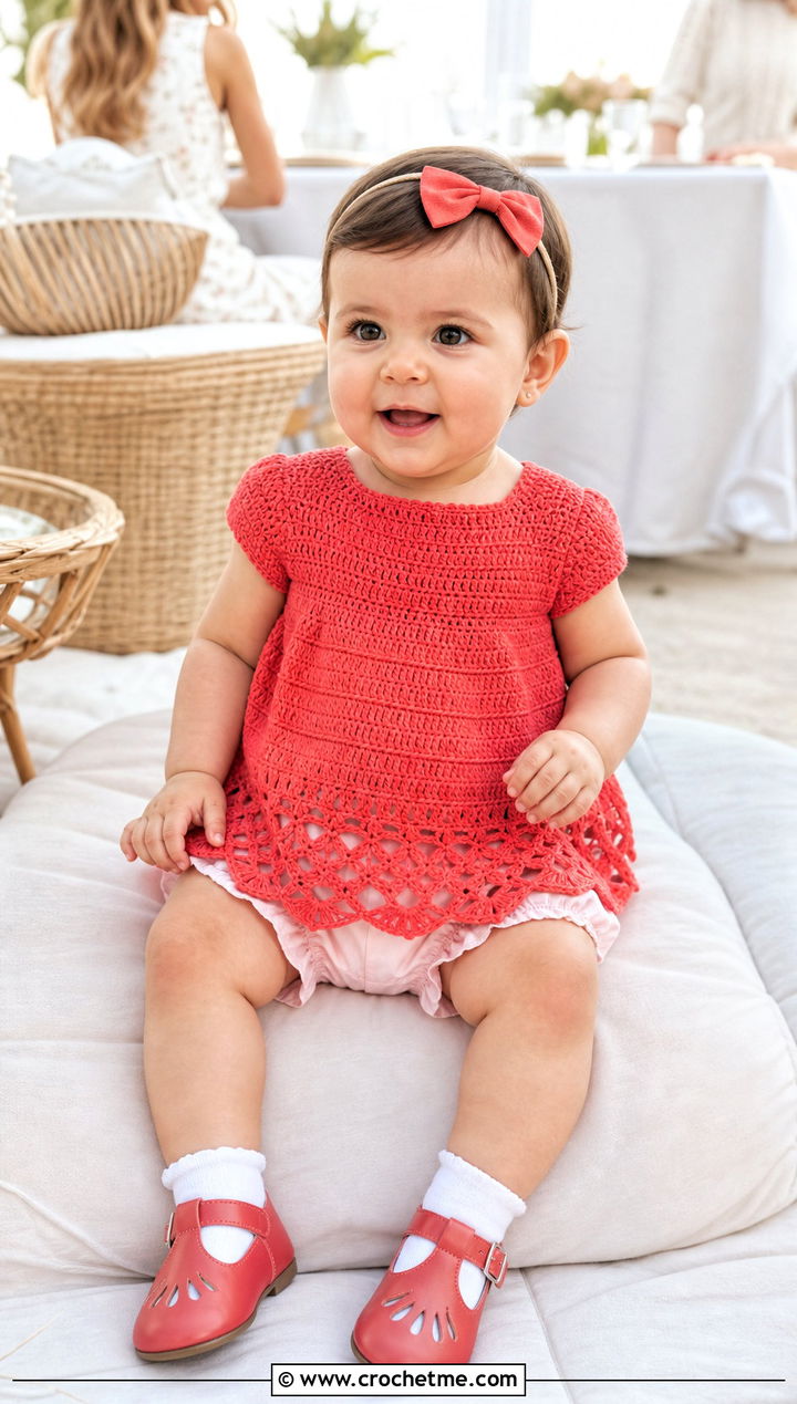 Short Crochet Blessing Dress With Ruffled Bloomers - 15 Crochet Blessing Dress outfit ideas