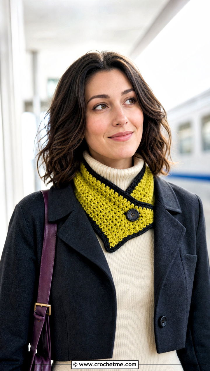 Short Neck Crochet Hufflepuff Scarf With Turtleneck - 30 crochet hufflepuff scarf outfit ideas