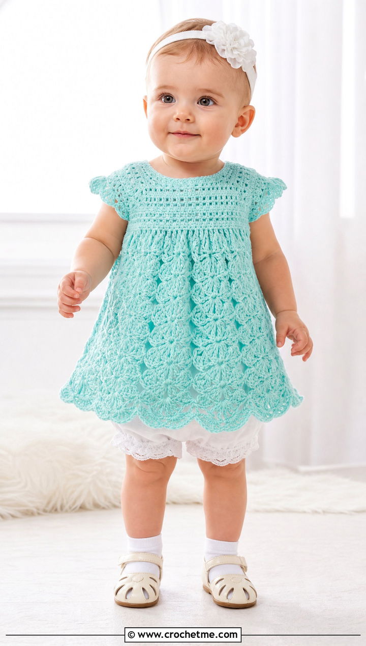 Short Sleeve Crochet Baptism Gown With Bloomers - 15 Crochet Baptism Gown outfit ideas
