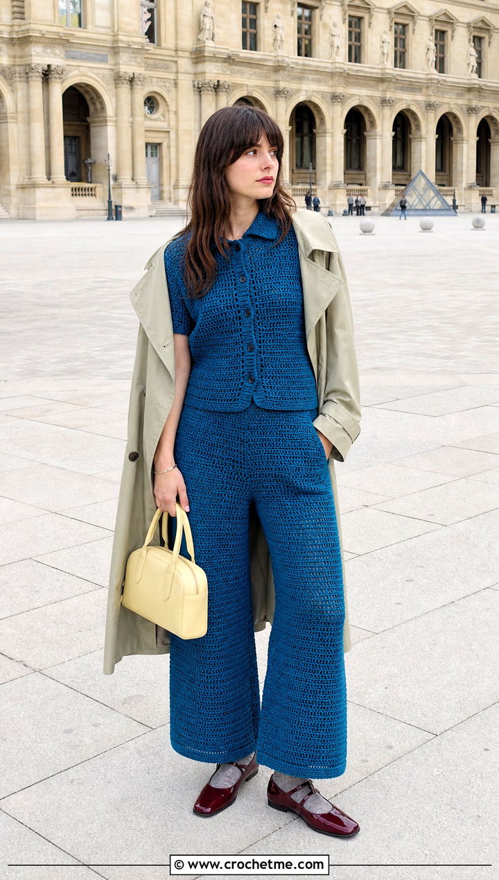 Short Sleeve Crochet Jumpsuit With Mary Jane Shoes - 30 crochet jumpsuit outfit ideas