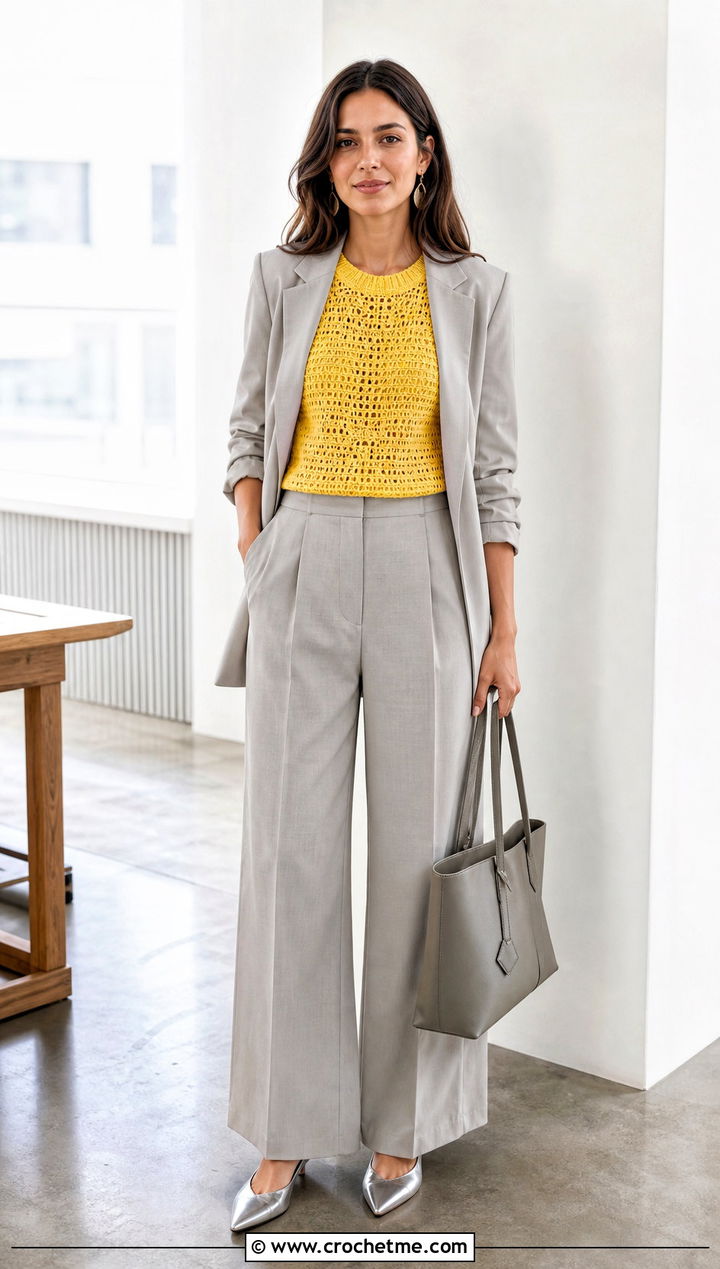 Short Sleeve Designer Crochet Sweater With Relaxed Suit - 15 Designer Crochet Sweater outfit ideas