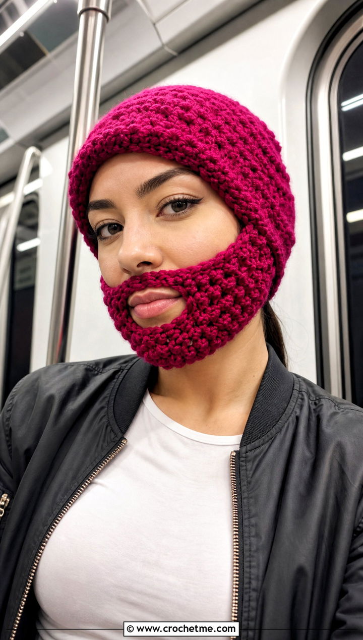 Short Stubble Crochet Beard Hat With Bomber Jacket - 15 Crochet Hat With Beard outfit ideas