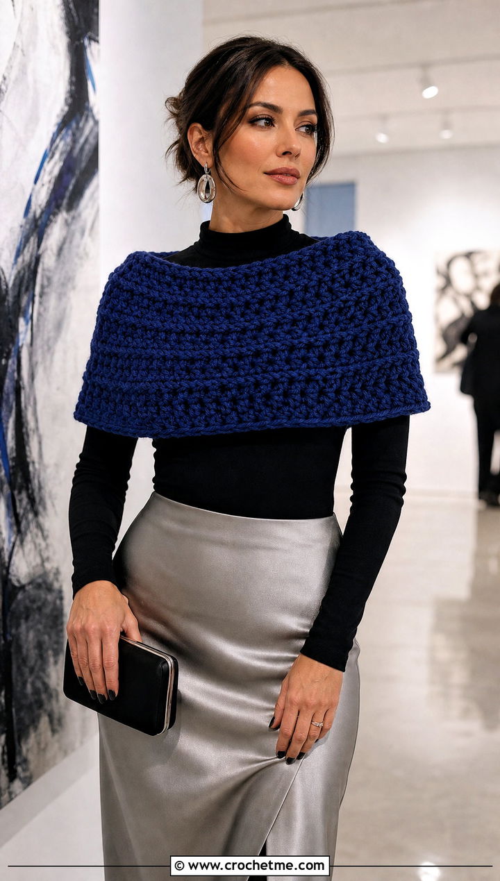 Shoulder Warmer Bulky Crochet Cowl With Slip Skirt - 20 Bulky Crochet Cowl outfit ideas