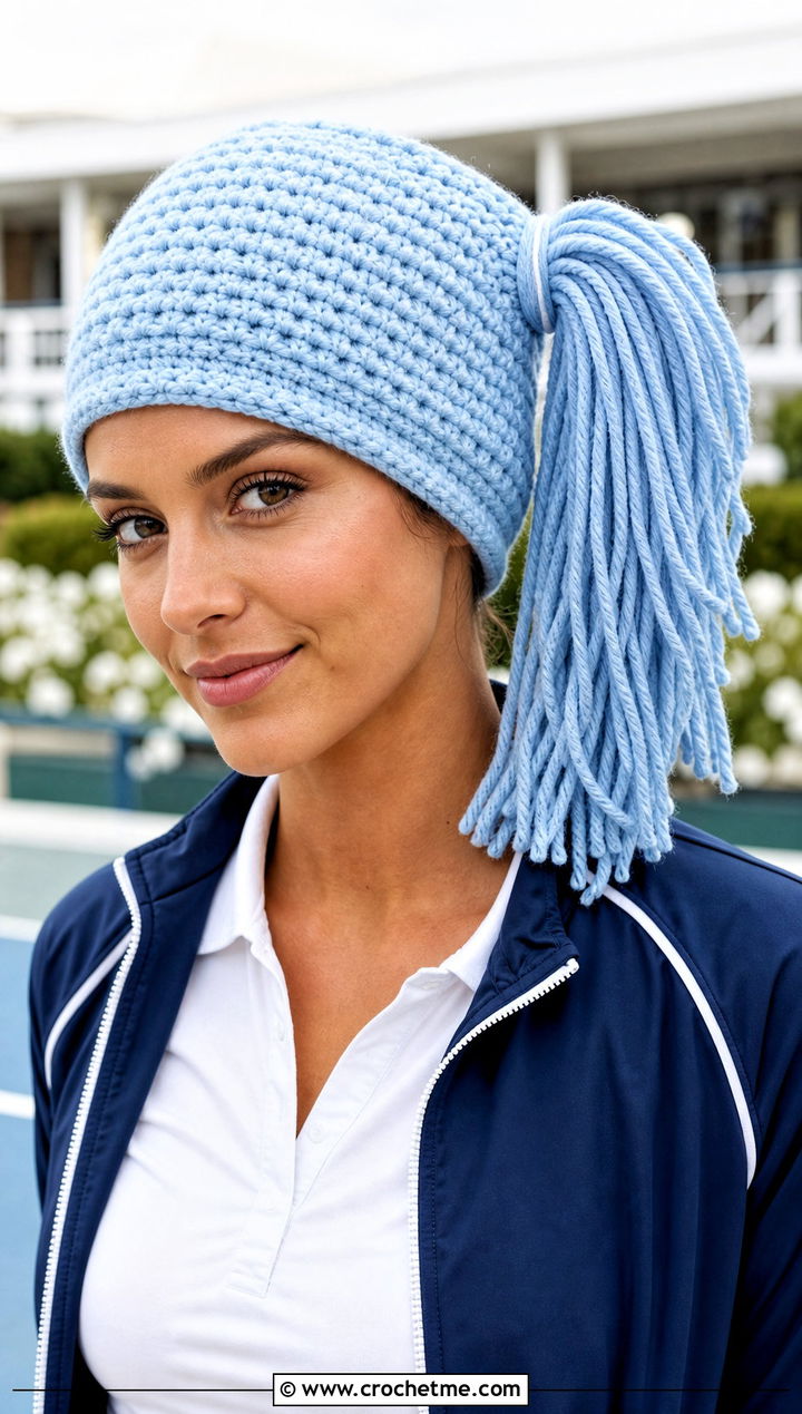 Side Ponytail Cabbage Patch Crochet Hat With Tennis Outfit - 25 Cabbage Patch Crochet Hat outfit ideas