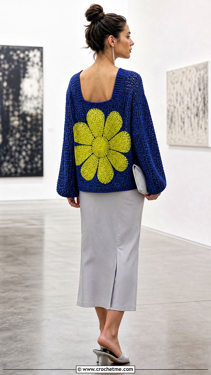 Single Square Back Cardigan With Column Dress - 35 Big Granny Square Cardigan outfit ideas