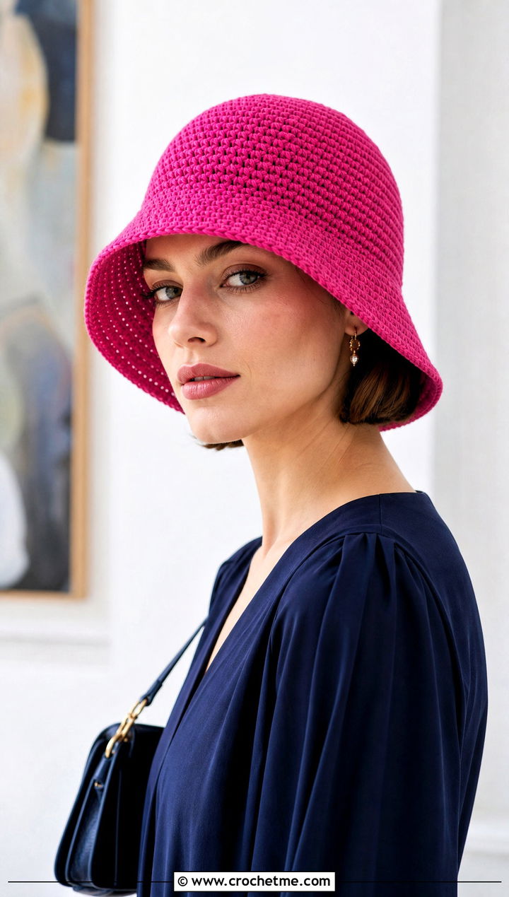 Single Stitch Crochet Cloche Hat With Midi Dress - 15 Single Stitch Crochet Hat outfit ideas