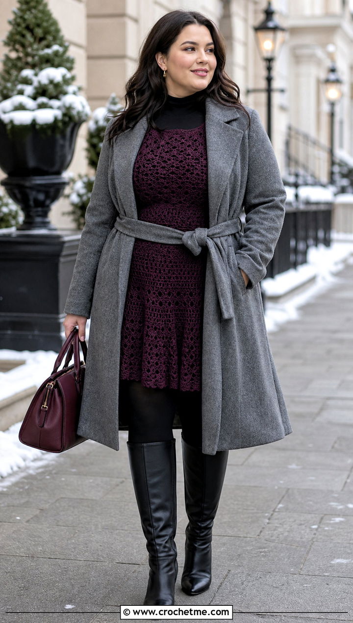 Size A Line Crochet Dress With Tall Boots - 15 crochet dress size 44 outfit ideas