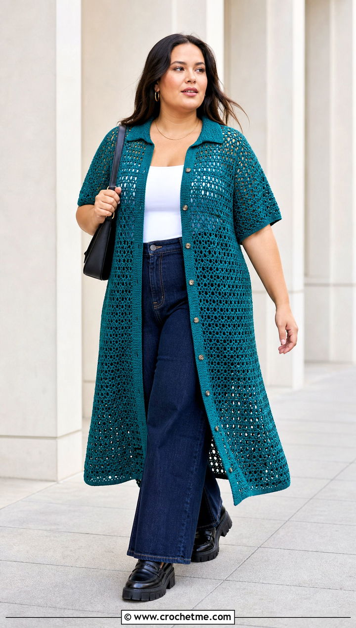 Size Crochet Shirt Dress With Wide Leg Jeans - 15 crochet dress size 44 outfit ideas