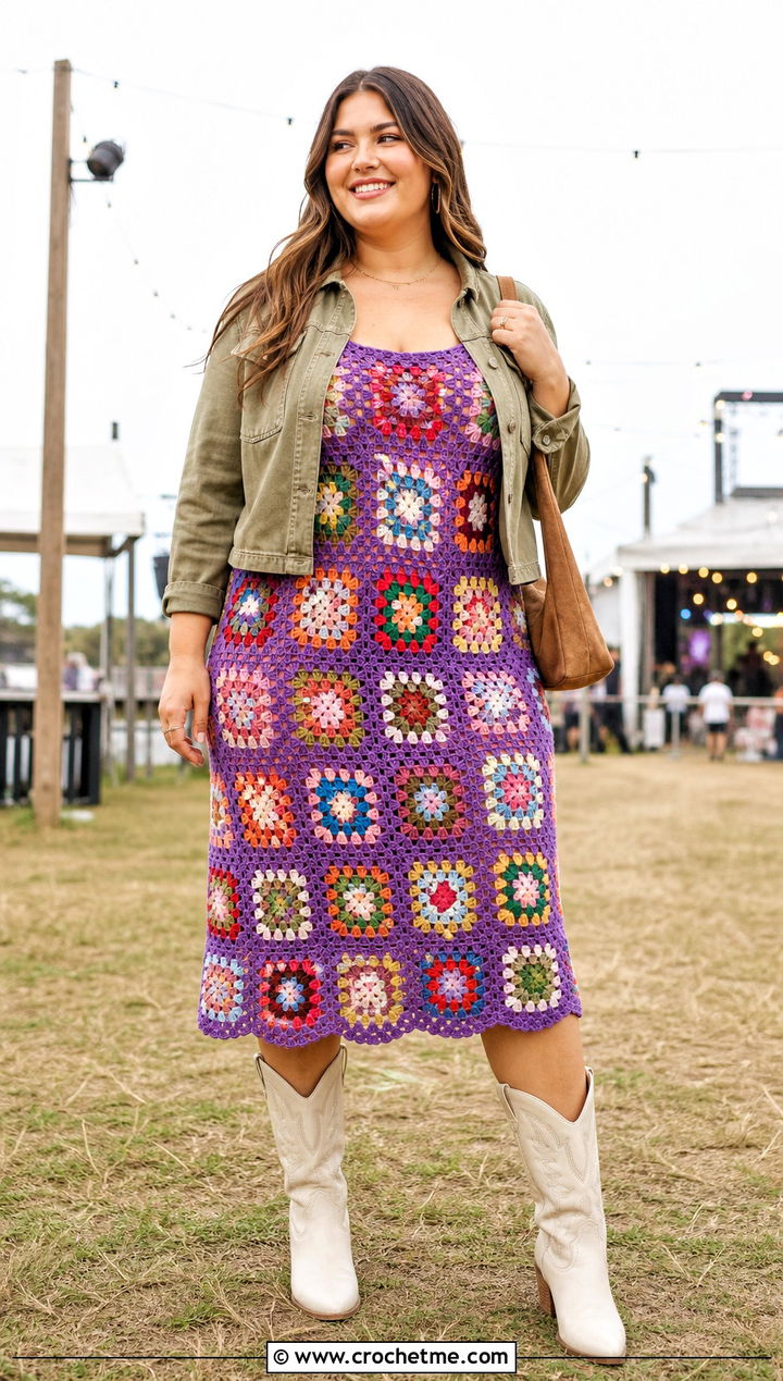 Size Granny Square Crochet Dress With Cowboy Boots - 15 crochet dress size 44 outfit ideas