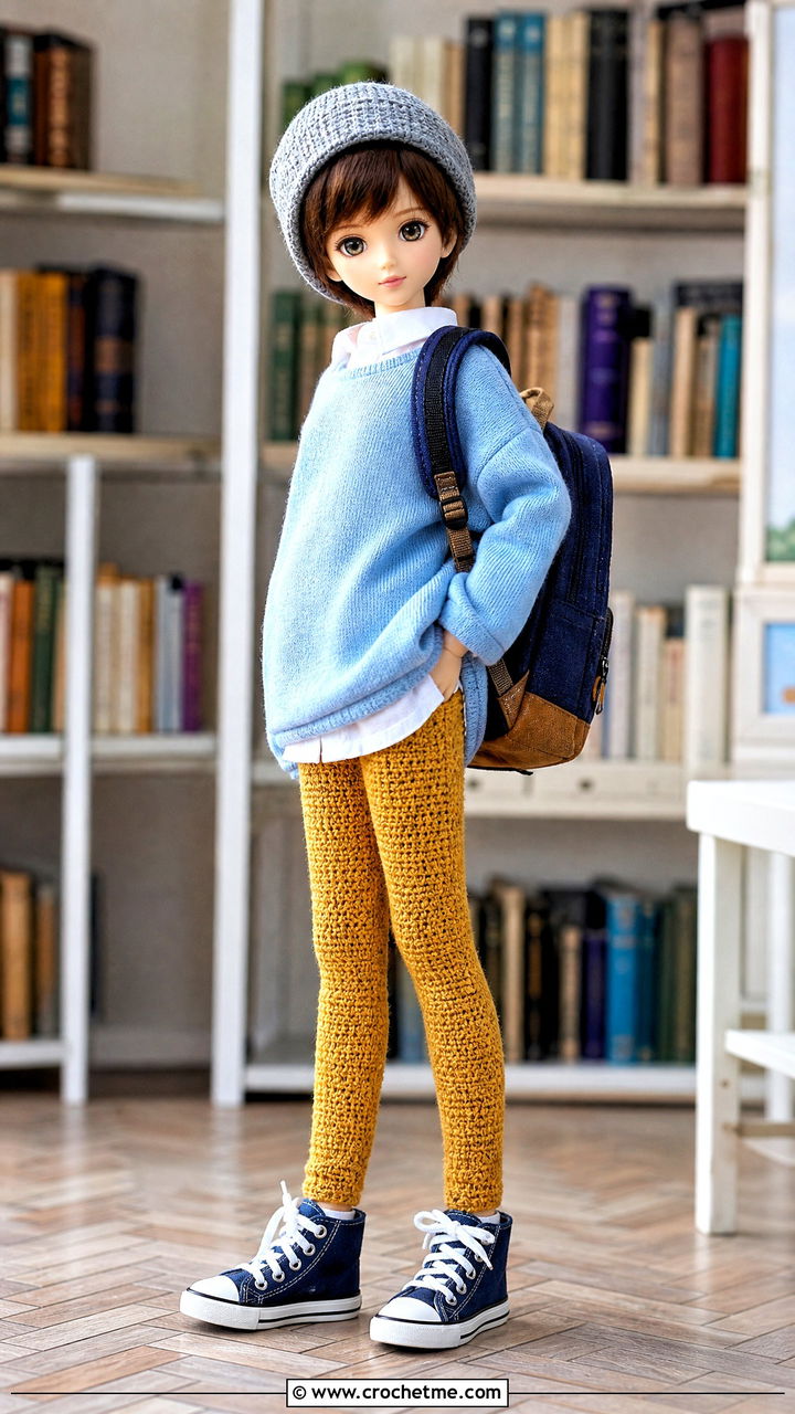 Skinny Crochet Doll Pants With Oversized Sweater - 35 crochet doll pants outfit ideas