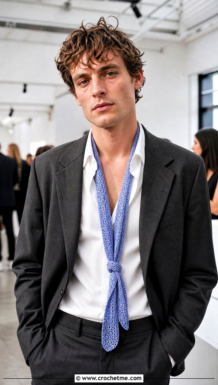Skinny Crochet Scarf With Suit - 30 crochet scarf ideas for men