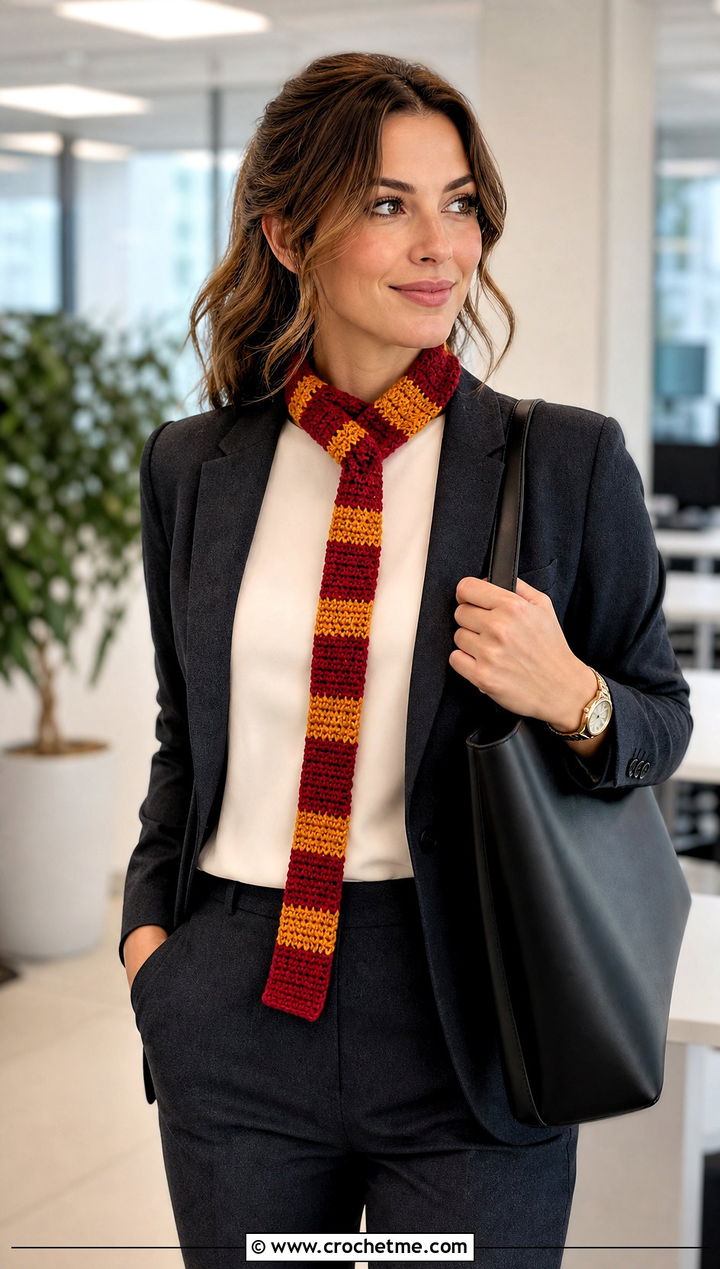 Skinny Gryffindor Crochet Scarf With Blazer - 25 gryffindor crochet scarf outfit ideas