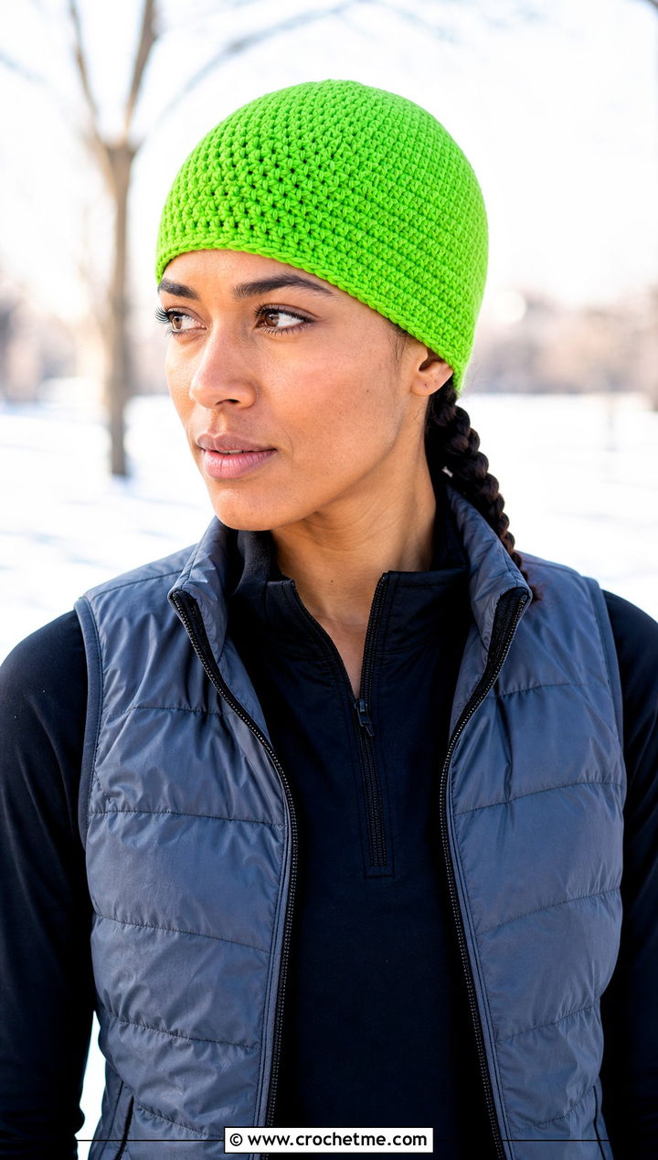 Skull Cap Crochet Beanie With Running Set - 30 winter crochet beanie outfit ideas