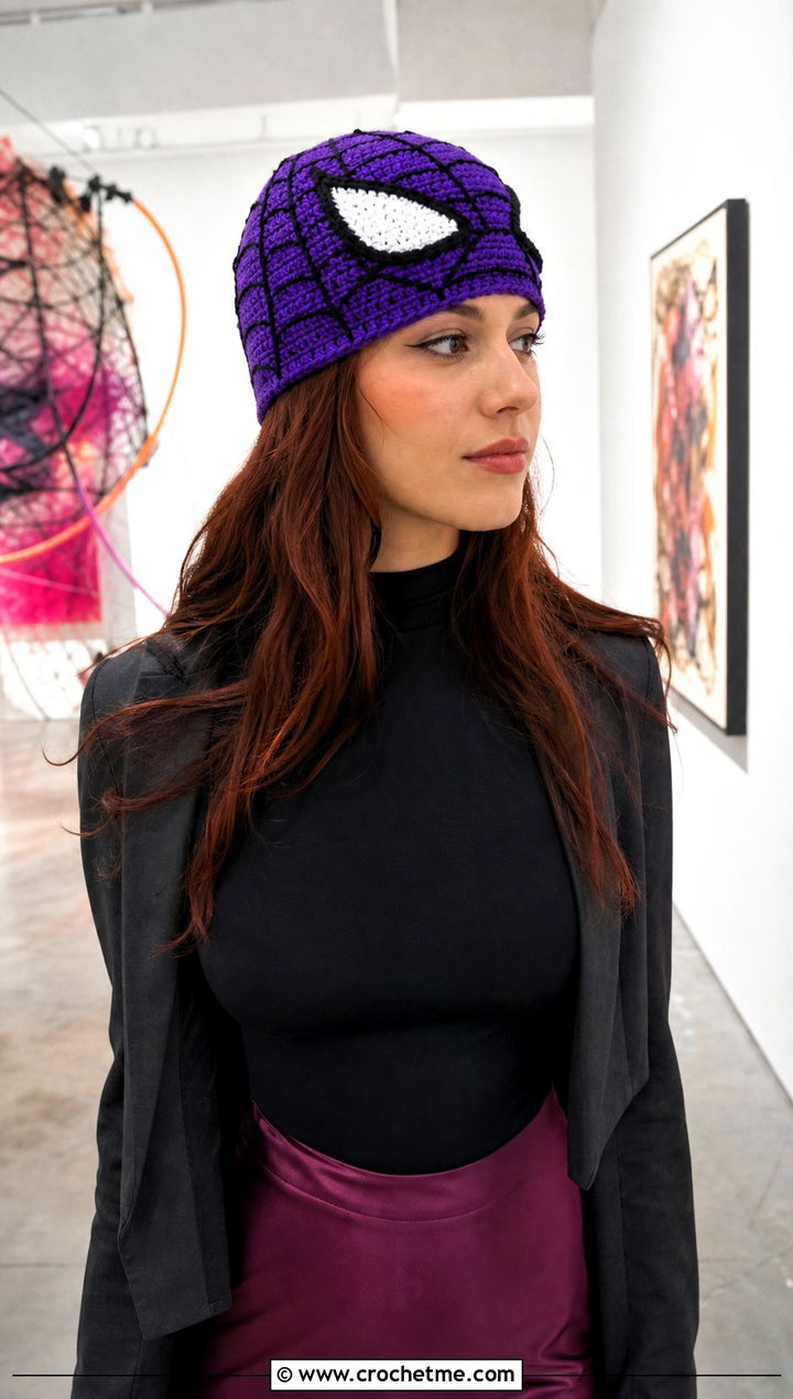Skull Cap Spider Gwen Crochet Beanie With Satin Skirt - 20 Spider Gwen Crochet Beanie outfit ideas