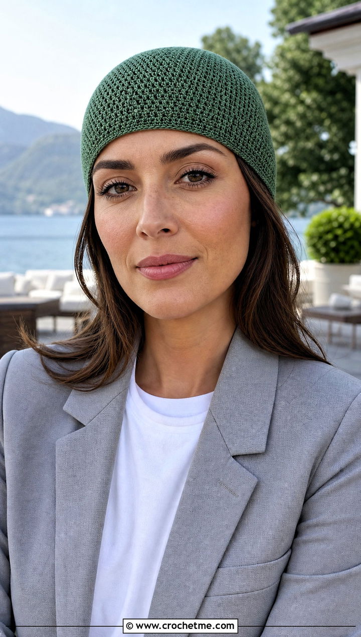 Skullcap Crochet Beanie With Blazer - 25 lakeside crochet beanie outfit ideas