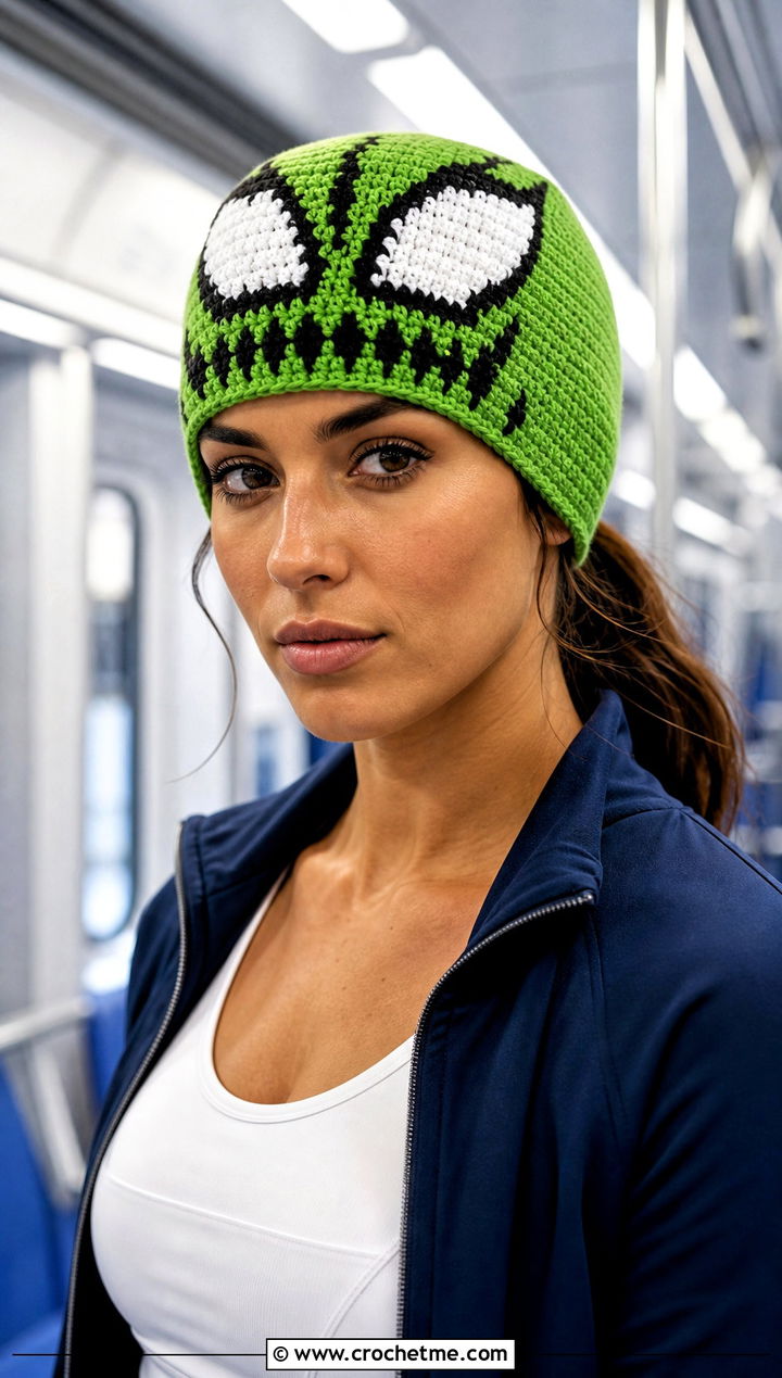 Skullcap Venom Crochet Beanie With Track Jacket - 25 venom crochet beanie outfit ideas