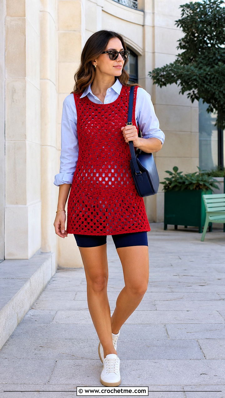 Sleeveless Taylor Crochet Dress Over A White Shirt - 30 Taylor Crochet Dress outfit ideas