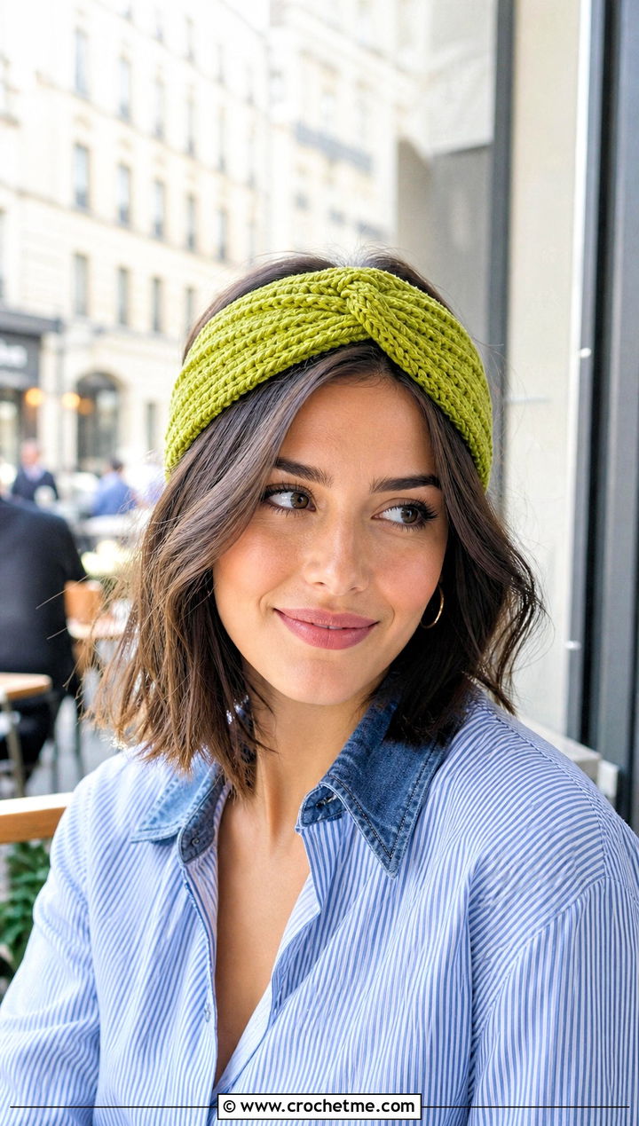 Slim Velvet Twist Crochet Headband With Striped Shirt And Wide Leg Jeans - 20 Velvet Twist Crochet Headband outfit ideas