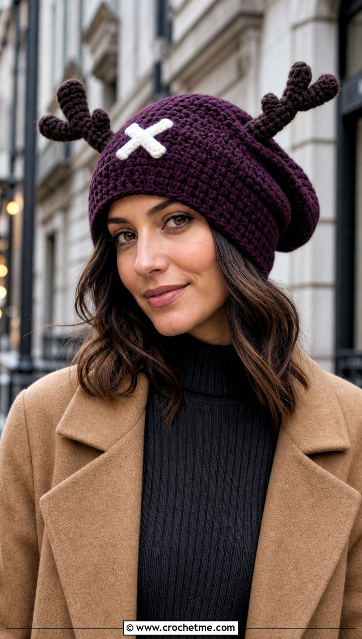 Slouchy Chopper Crochet Hat With Sweater Dress - 25 chopper crochet hat outfit ideas