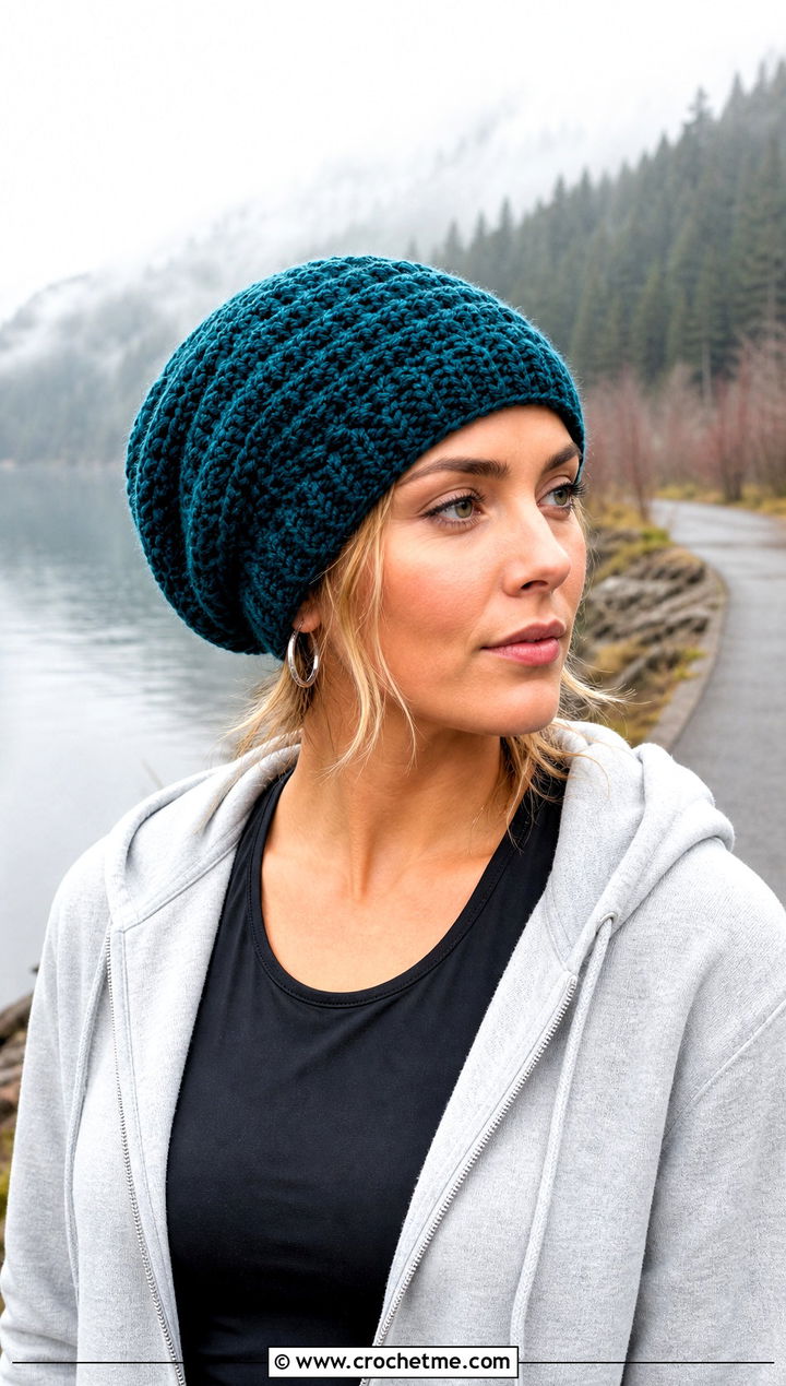 Slouchy Crochet Beanie With Hoodie And Leggings - 25 lakeside crochet beanie outfit ideas