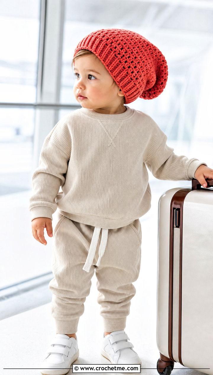 Slouchy Crochet Beanie With Knit Lounge Set - 15 12 Month Crochet Hat outfit ideas