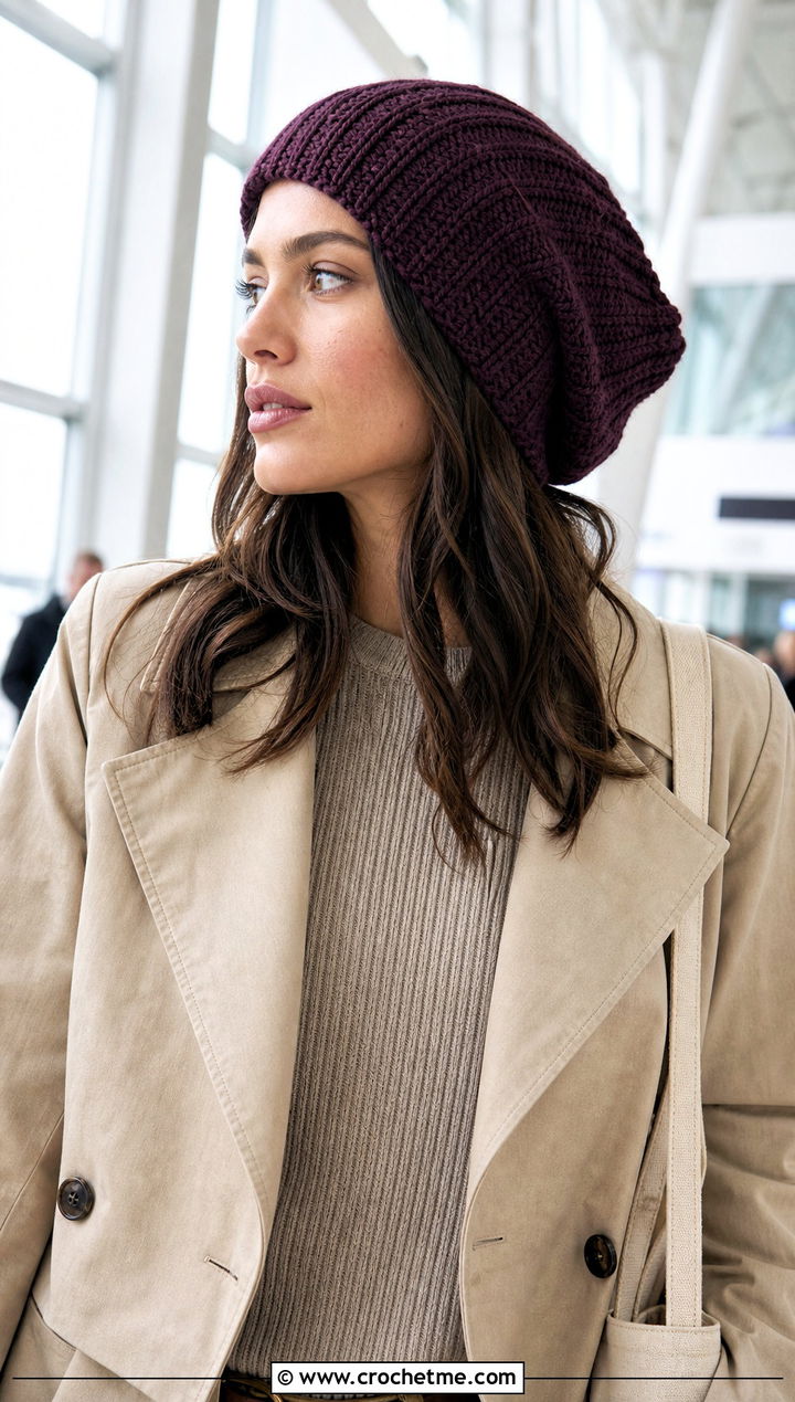 Slouchy Crochet Beanie With Knit Set - 15 Crochet Hats All Sizes outfit ideas