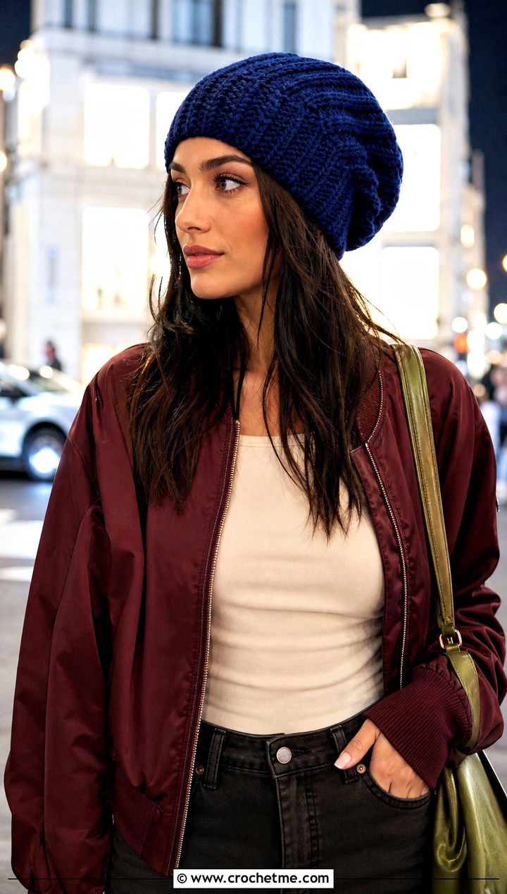 Slouchy Crochet Beanie With Maxi Skirt - 15 Tiktok Crochet Hat outfit ideas