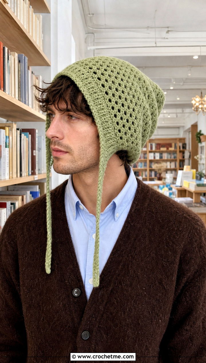 Slouchy Crochet Earflap Hat With Cardigan - 20 Mens Crochet Earflap Hat outfit ideas