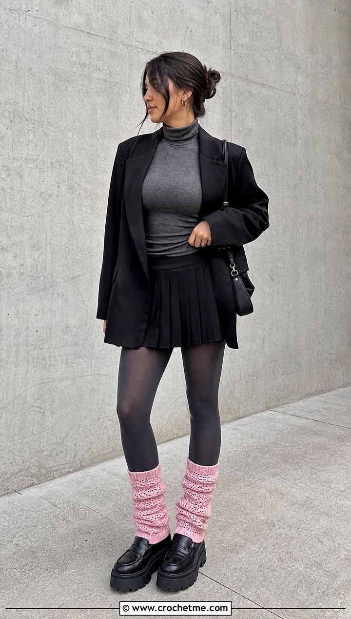 Slouchy Crochet Leg Warmers With Mini Skirt - 30 crochet leg warmers ideas