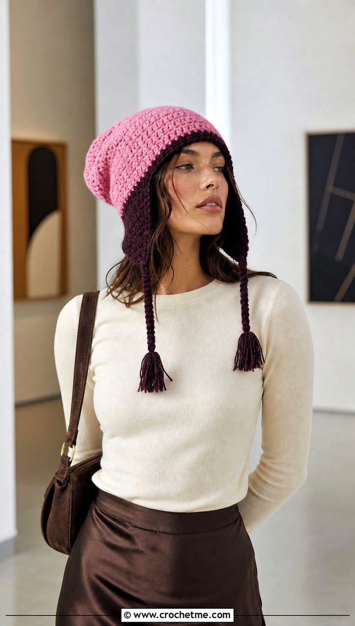 Slouchy Jayne Hat With Satin Midi Skirt - 15 Crochet Firefly Jayne Hat outfit ideas