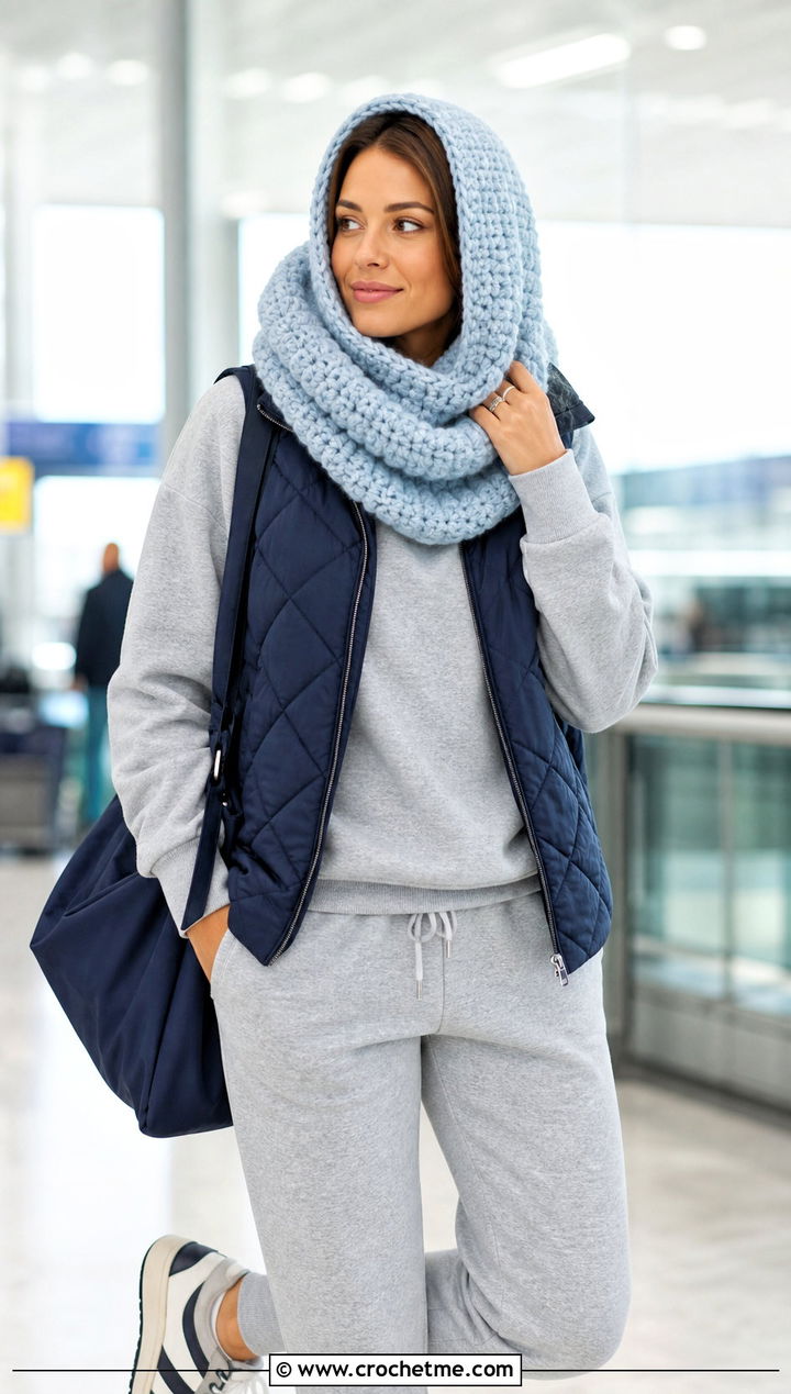 Snood Style Katniss Crochet Hat With Sweatsuit - 15 katniss crochet hat outfit ideas