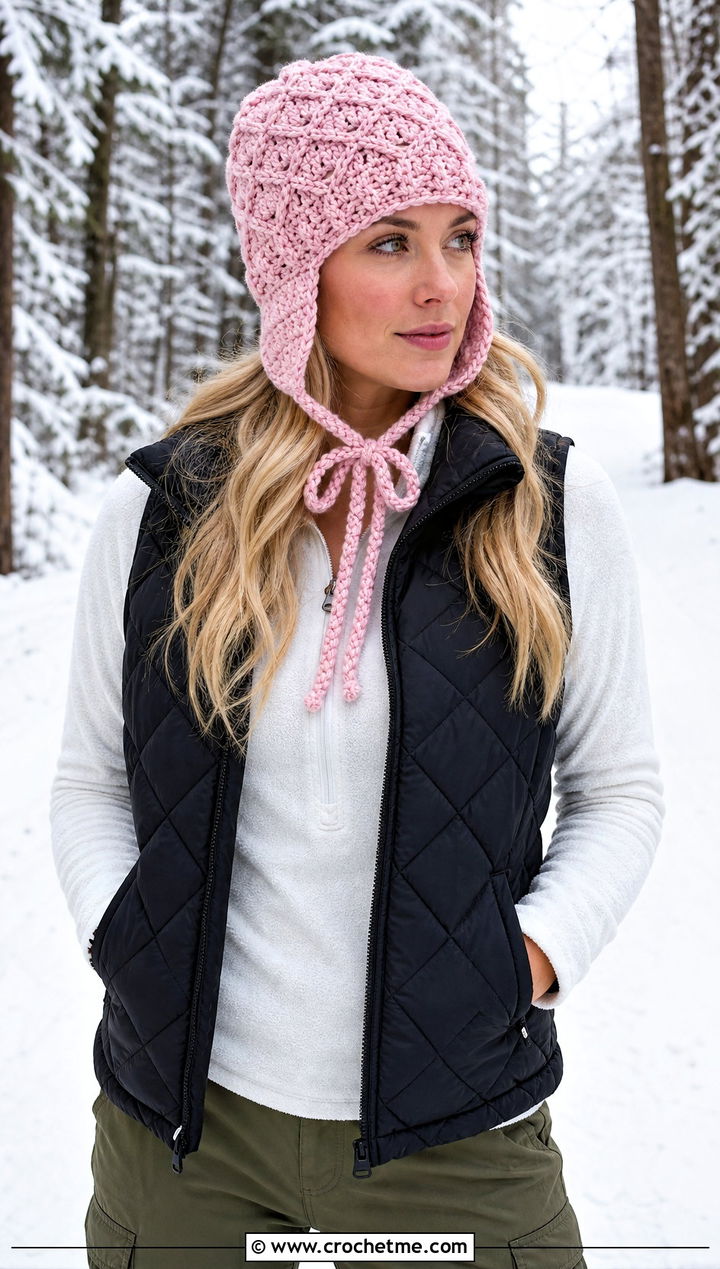 Snow Country Crochet Ski Hat With Quilted Vest And Cargo Pants - 15 snow country crochet ski hat outfit ideas