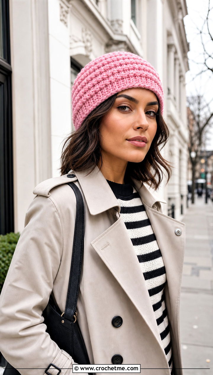 Snug Fit Mountain Ridge Crochet Beanie With Trench Coat - 15 Mountain Ridge Crochet Beanie outfit ideas